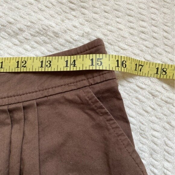 Trina Turk Brown Button-Up A-Line Midi Skirt Size 10 Cotton Blend Made In USA - Picture 4 of 8